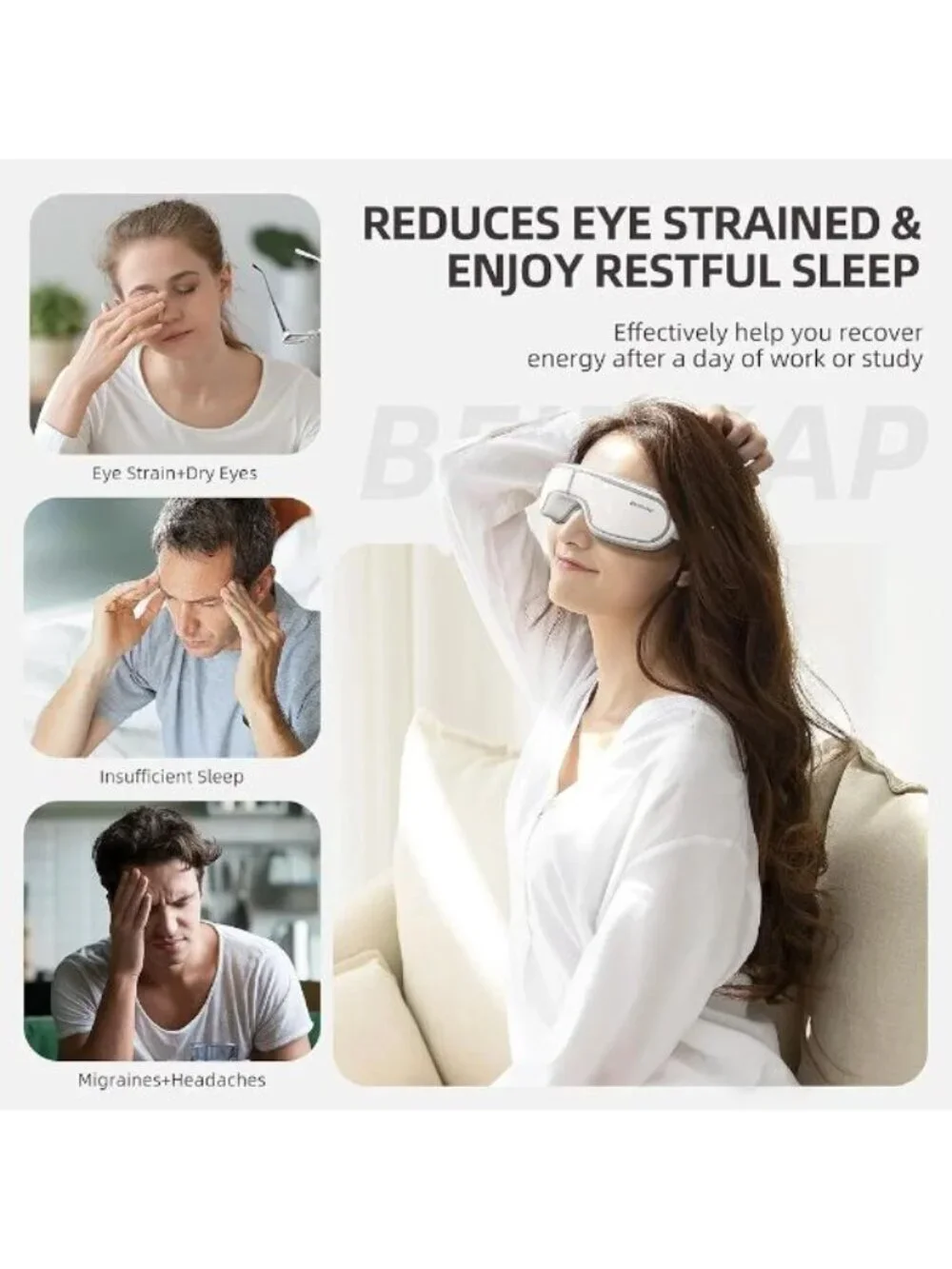 Eye Massager Heated Eye Mask for Migraines/Strain/Dry Eyes Relief, Smart Sleep